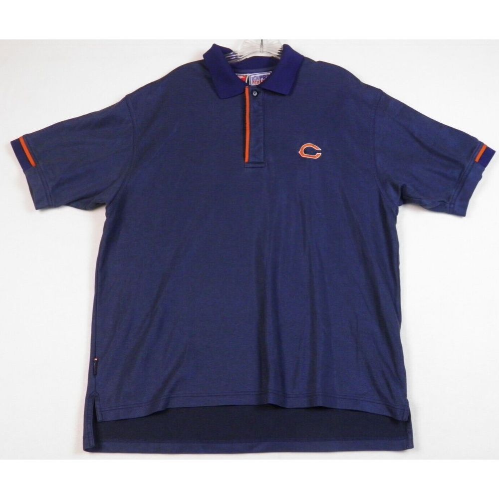 Nike NFL Pro Line Adult Size‎ L Polo Blue/Orange Cotton Chicago Bears Logo